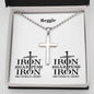 Personalizable - Brothers in Christ - Iron Sharpens Iron - Mens Cross Necklace