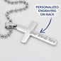 Personalizable - Be Strong & Courageous - Joshua 1:9- Mens Cross Necklace