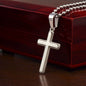 Personalizable - Be Strong & Courageous - Joshua 1:9- Mens Cross Necklace