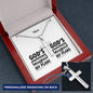 Personalizable - God's Purpose -Proverbs 19:21 - Mens Cross Necklace