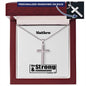 Personalizable - Be Strong & Courageous - Joshua 1:9- Mens Cross Necklace