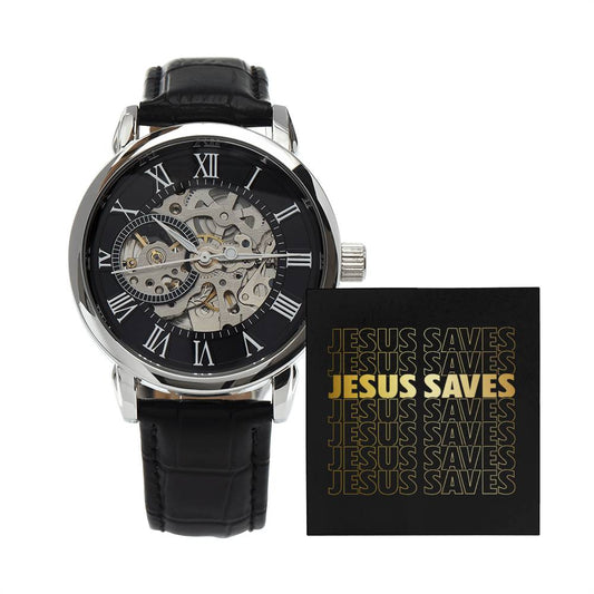 "Jesus Saves" - Men's Openwork Watch