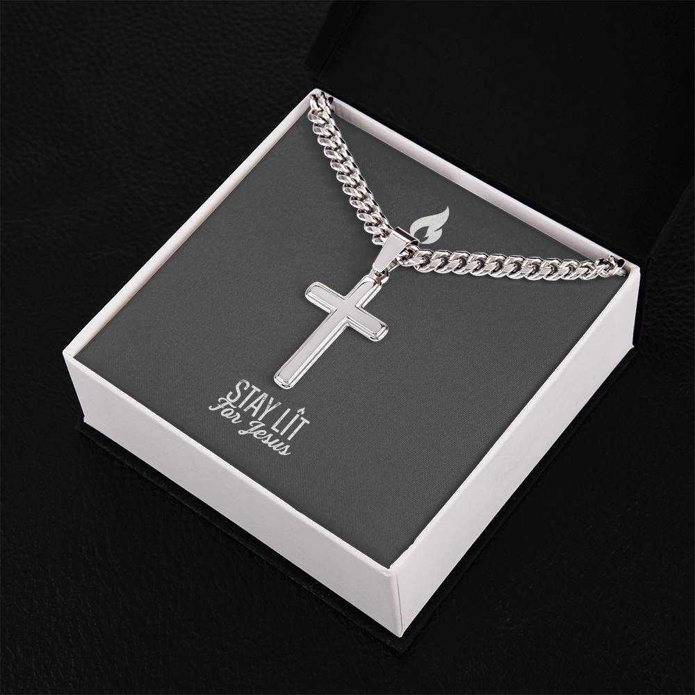 Stay Lit for Jesus - Mens Cross Necklace