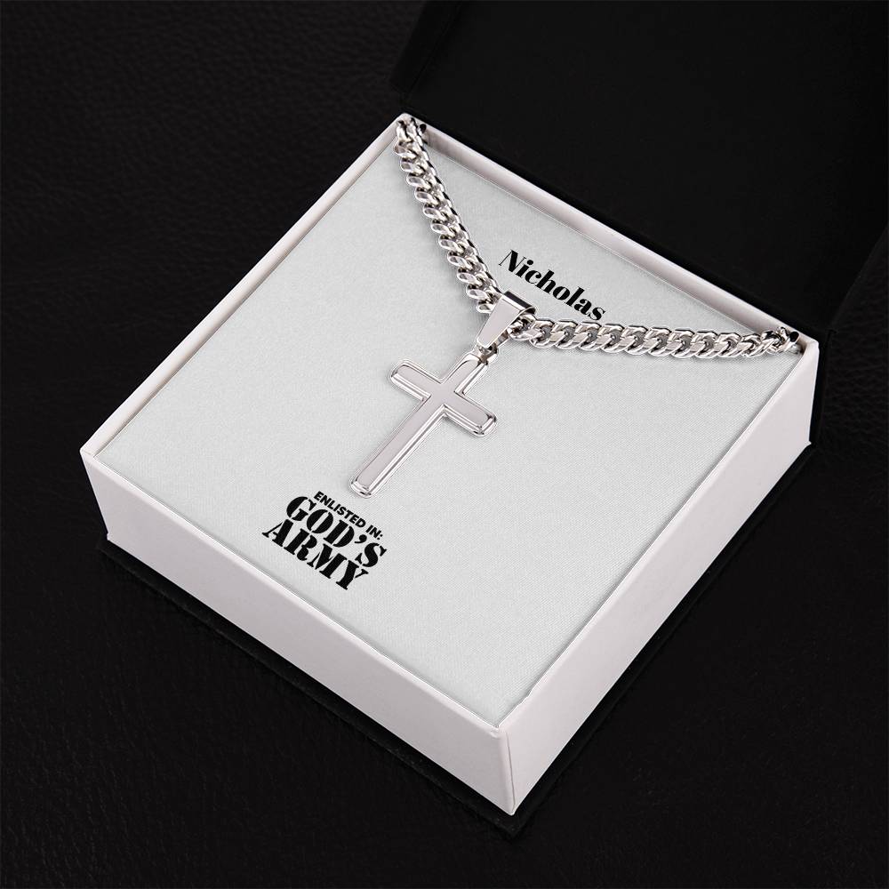 Enlisted in God's Army - Mens Cross Necklace