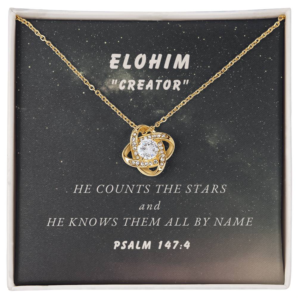 "Elohim - Creator" - Psalm 147:4 - Names of God Collection - Love Knot Women's Necklace