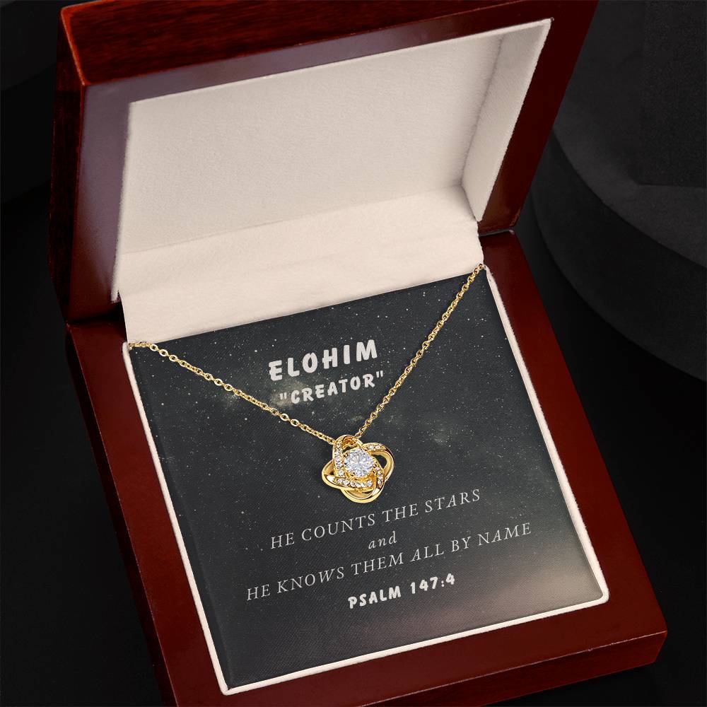 "Elohim - Creator" - Psalm 147:4 - Names of God Collection - Love Knot Women's Necklace