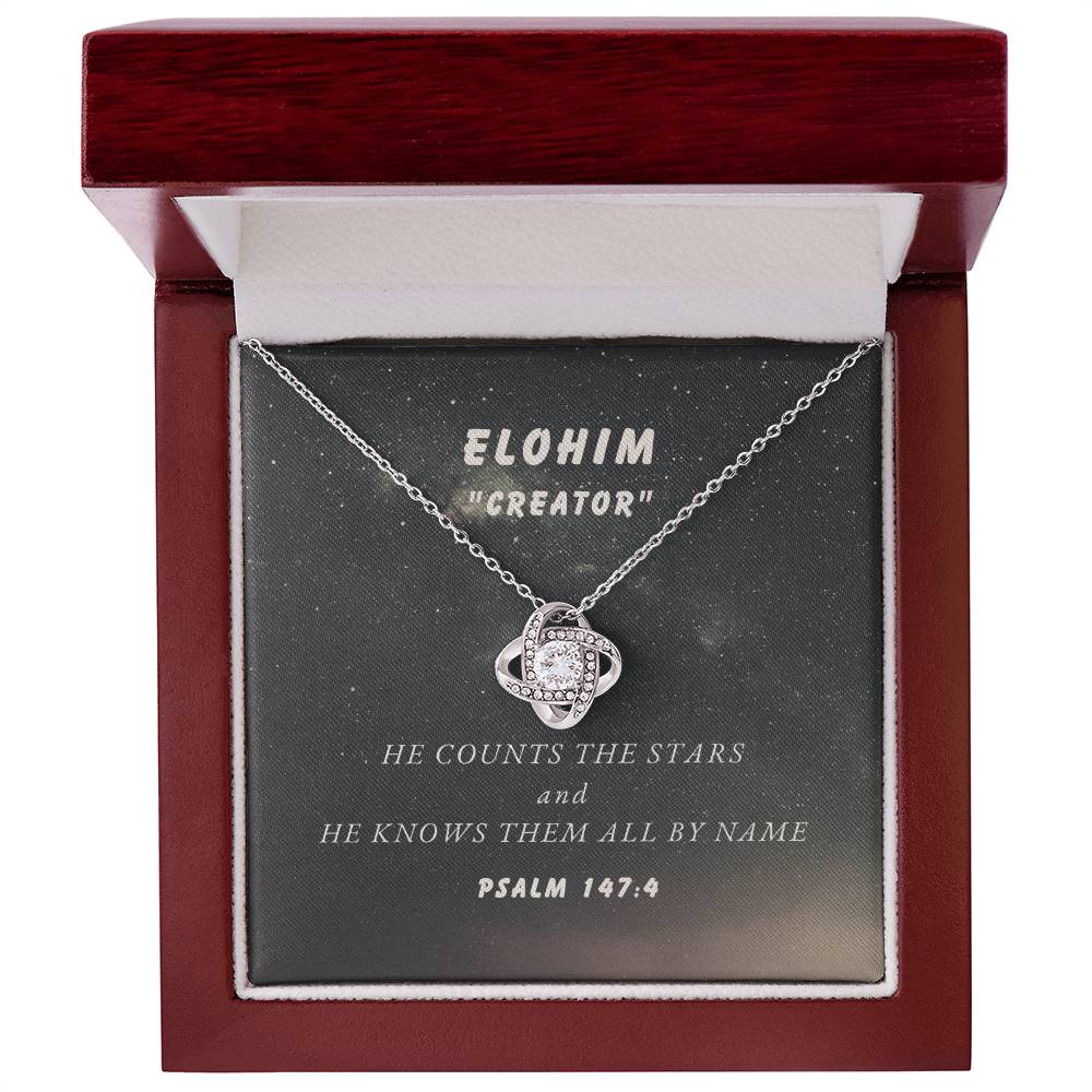 "Elohim - Creator" - Psalm 147:4 - Names of God Collection - Love Knot Women's Necklace