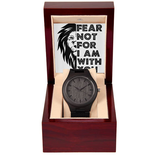 "Lion - Fear Not for I am With You" - Men's Wooden Watch