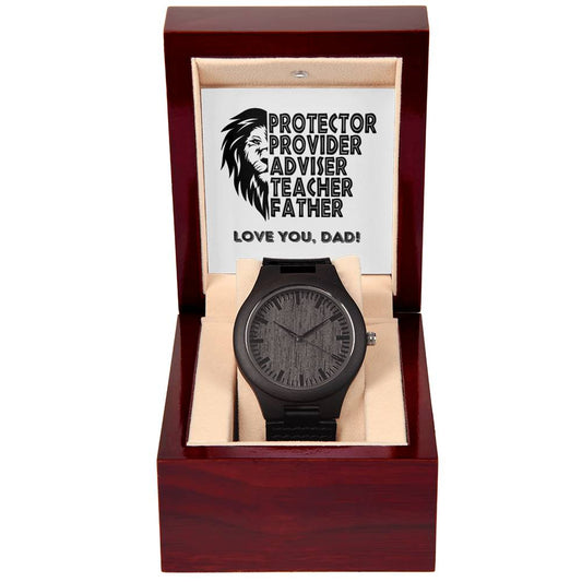 "Lion - Dad - Protector, etc" -  Men's Wooden  Watch