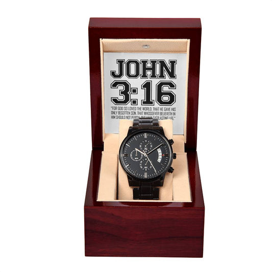 "For God So Loved" - John 3:16- Men's  Chronograph Watch