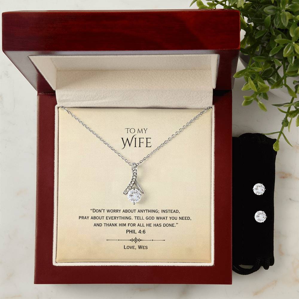 *CUSTOM* "Wife - Don't Worry" - Phil 4:6 - Alluring Beauty Earring Bundle