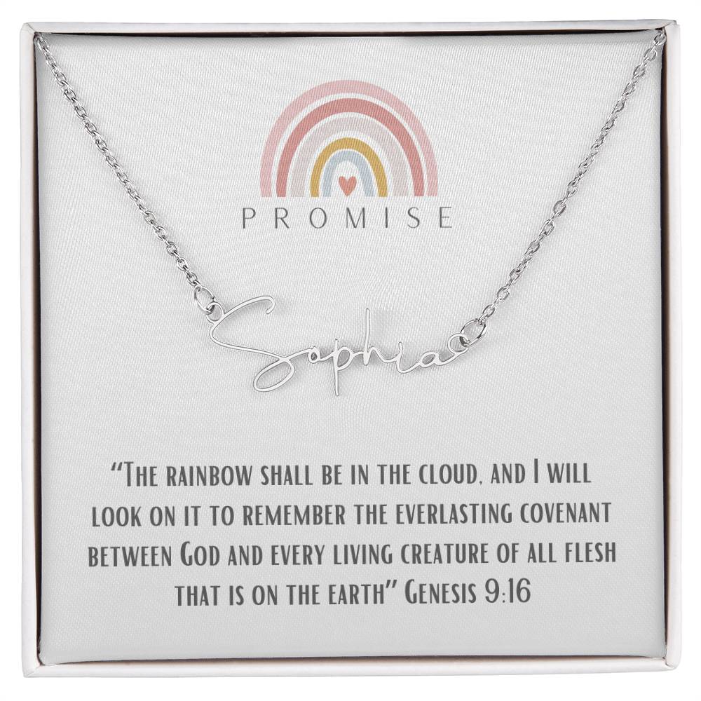"Promise" - Genesis 9:16 - Women's Signature Style Name Necklace