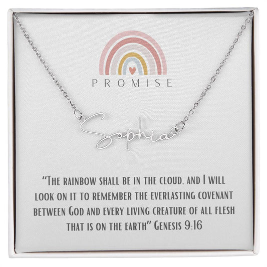 "Promise" - Genesis 9:16 - Women's Signature Style Name Necklace