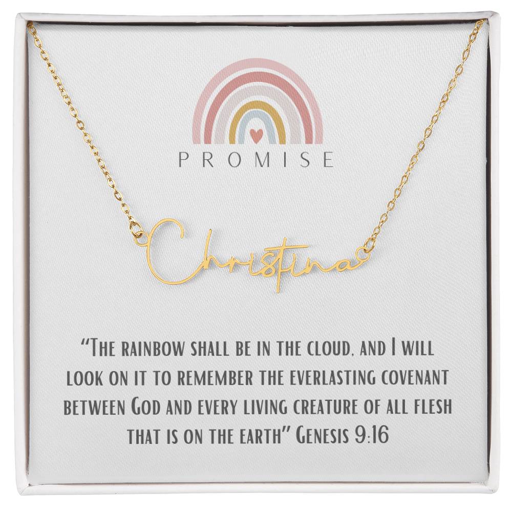 "Promise" - Genesis 9:16 - Women's Signature Style Name Necklace