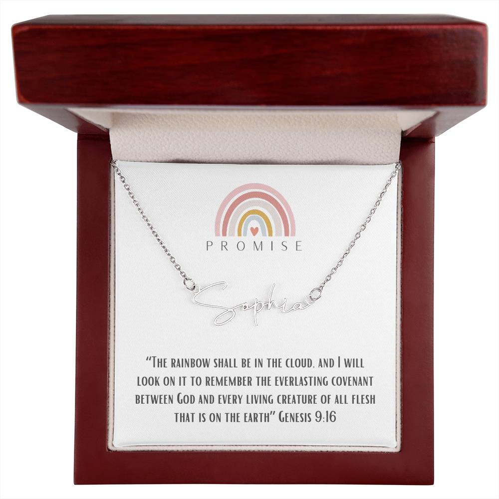 "Promise" - Genesis 9:16 - Women's Signature Style Name Necklace