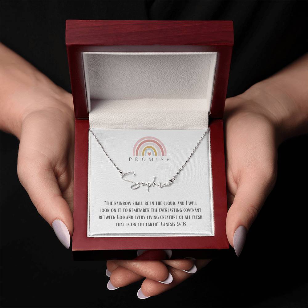 "Promise" - Genesis 9:16 - Women's Signature Style Name Necklace