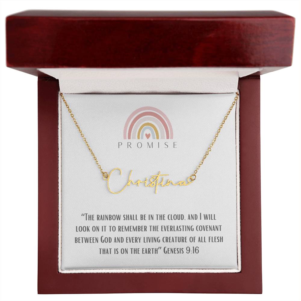 "Promise" - Genesis 9:16 - Women's Signature Style Name Necklace