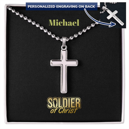 Personalizable - Soldier of Christ - Mens Cross Necklace