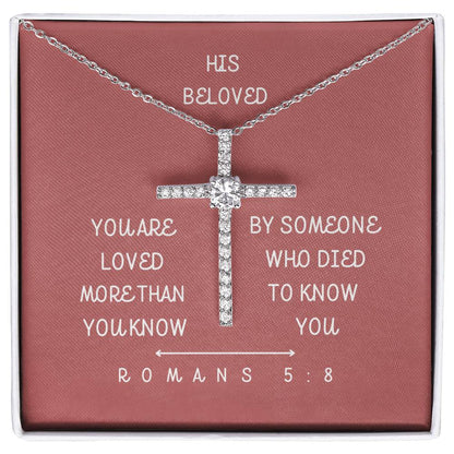 LIMITED EDITION - "His Beloved" - Rom 5:8 - CZ Women's Cross Necklace