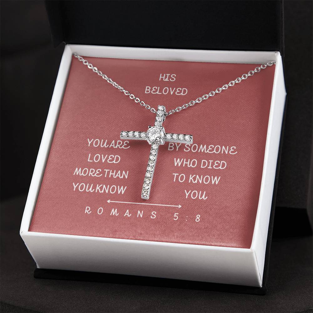 LIMITED EDITION - "His Beloved" - Rom 5:8 - CZ Women's Cross Necklace