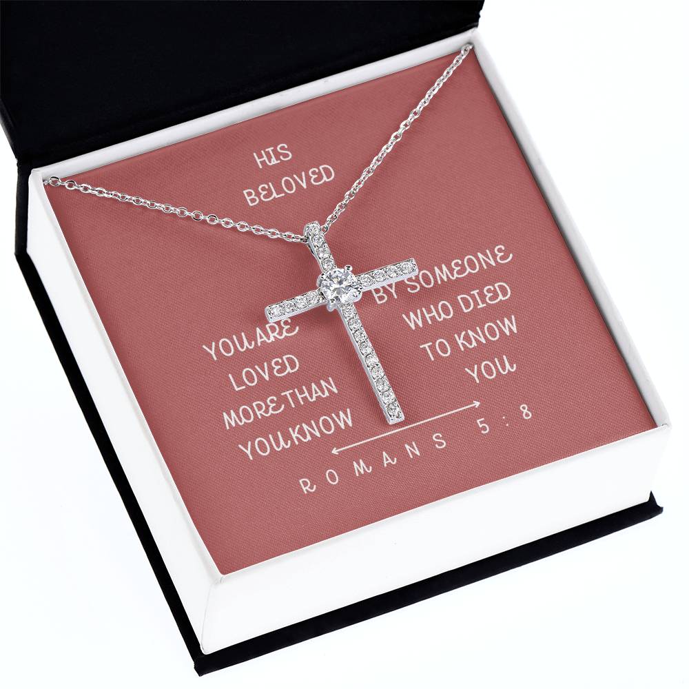 LIMITED EDITION - "His Beloved" - Rom 5:8 - CZ Women's Cross Necklace