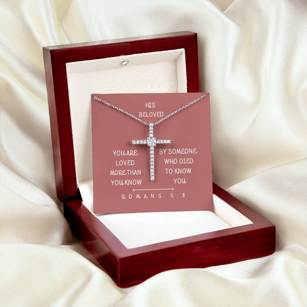 LIMITED EDITION - "His Beloved" - Rom 5:8 - CZ Women's Cross Necklace