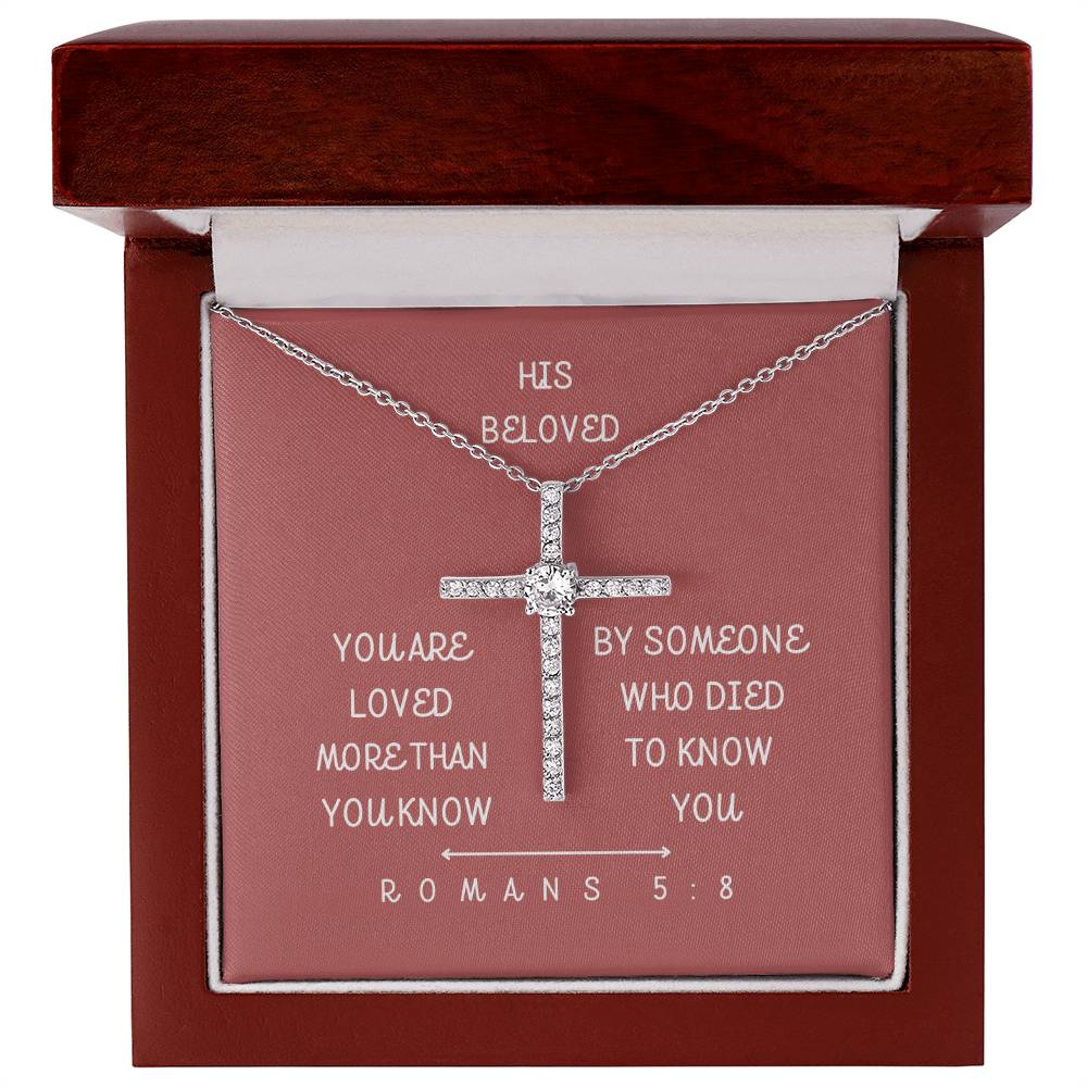 LIMITED EDITION - "His Beloved" - Rom 5:8 - CZ Women's Cross Necklace