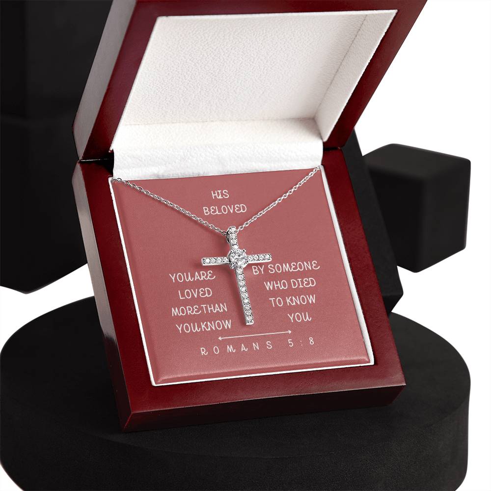 LIMITED EDITION - "His Beloved" - Rom 5:8 - CZ Women's Cross Necklace