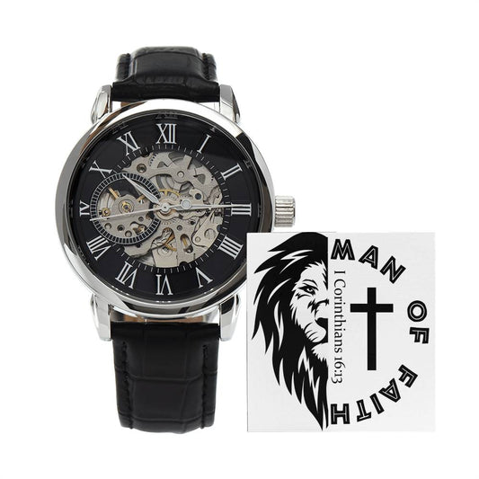 'Man of Faith" - 1 Cor 16:13 - Men's Openwork Watch