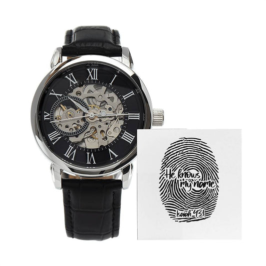 "He Knows My Name" - Isa 43:1- Men's Openwork Watch