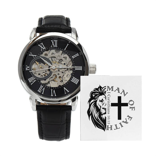 "Man of Faith" - 1 Cor 16:13- Men's  Openwork Watch