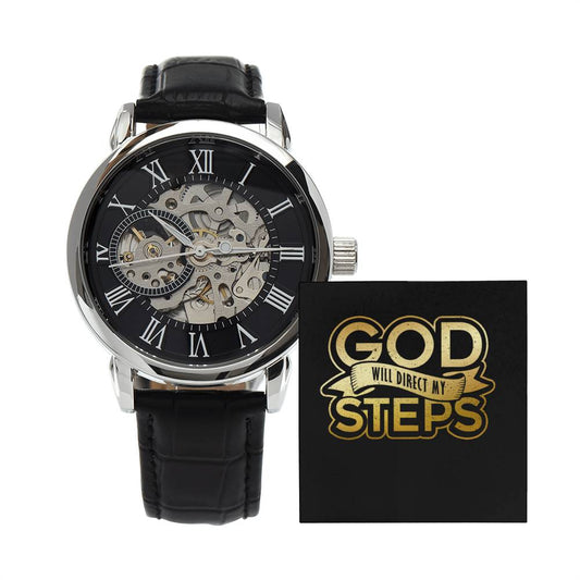 "God Will Direct My Steps"  - Men's Openwork Watch