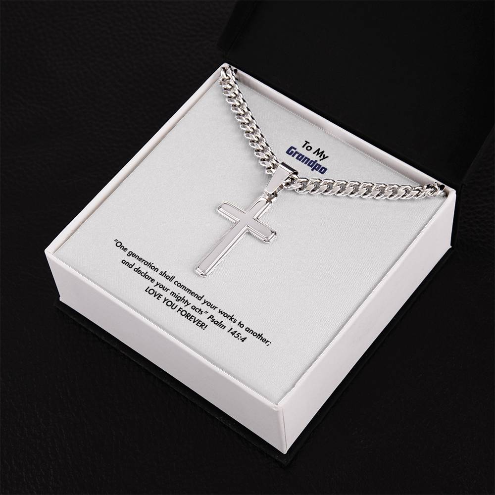 Grandpa - Men's Cross Necklace - Psalm 145:4