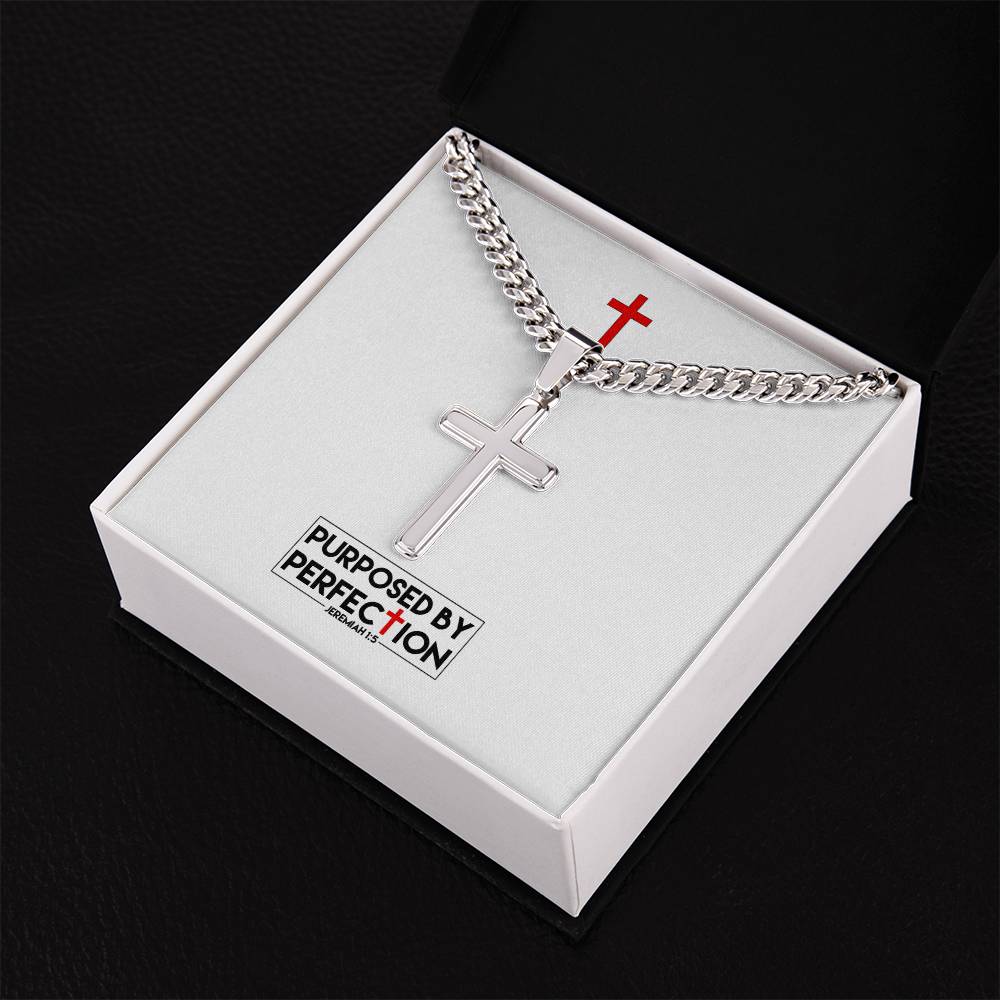 Purposed by Perfection - Jer 1:5 - Mens Cross Necklace