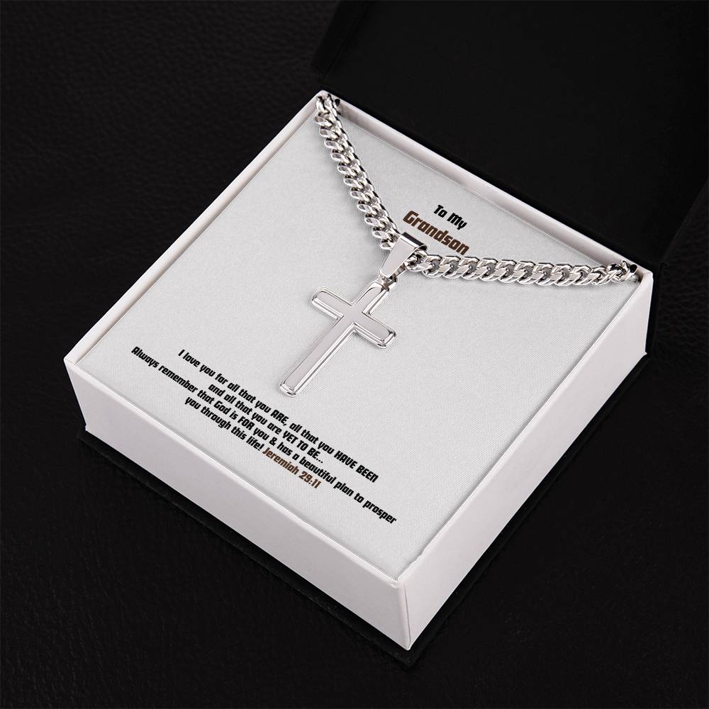 Grandson - Men's Cross Necklace - Jer 29:11