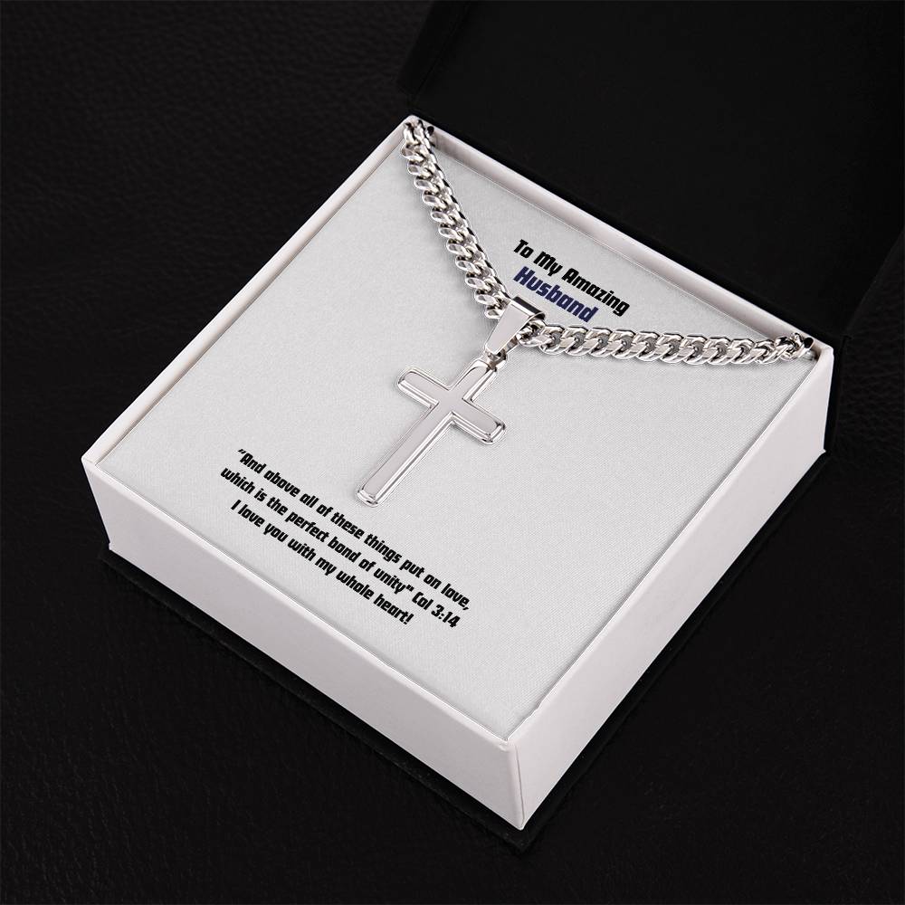 Husband - Men's Cross Necklace - Col 3:14