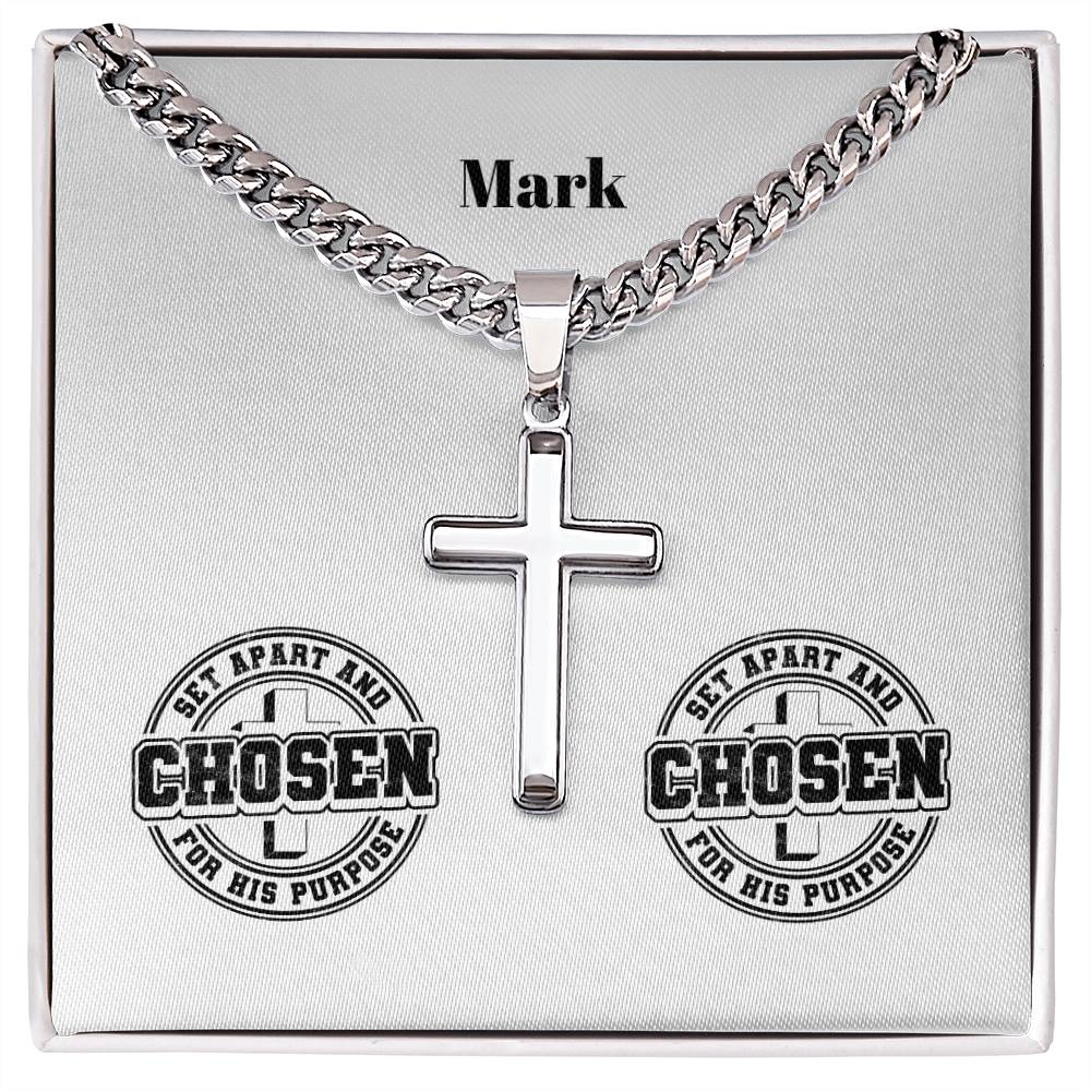 Personalizable - Set Apart & Chosen - Mens Cross Necklace