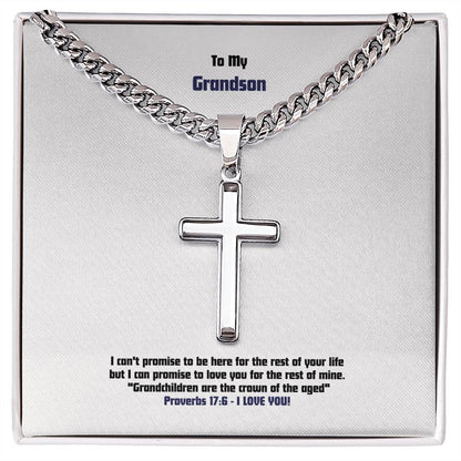 Grandson - Men's Cross Necklace - Prov 17:6