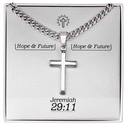 Hope & Future - Jer 29:11 - Mens Cross Necklace