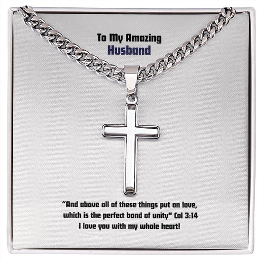 Husband - Men's Cross Necklace - Col 3:14