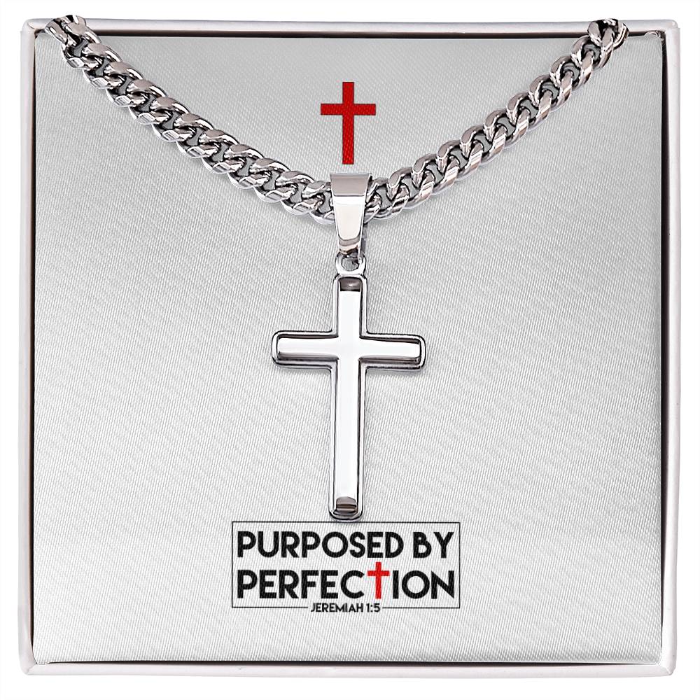 Purposed by Perfection - Jer 1:5 - Mens Cross Necklace