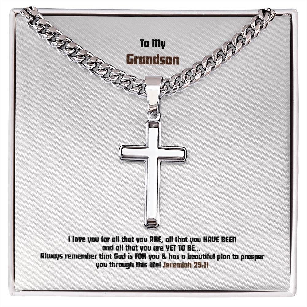 Grandson - Men's Cross Necklace - Jer 29:11