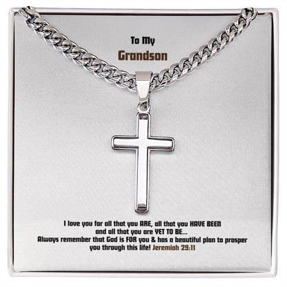 Grandson - Men's Cross Necklace - Jer 29:11