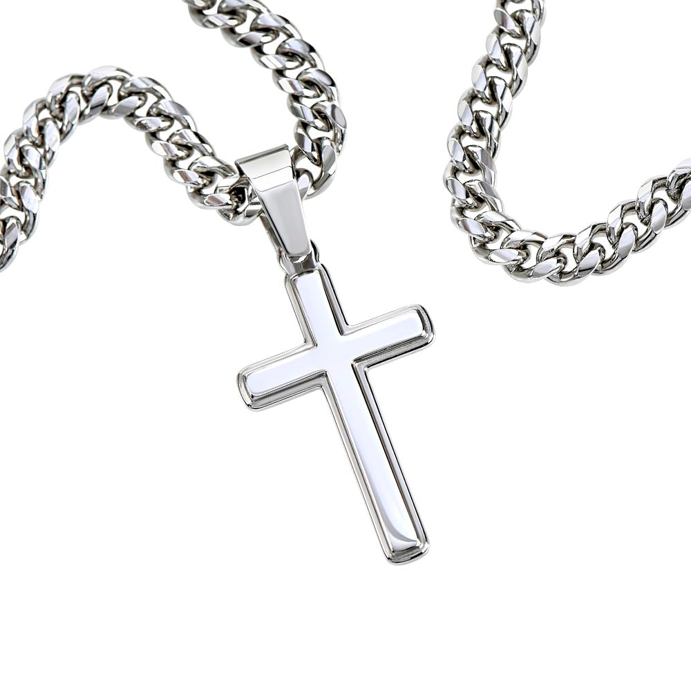 Personalizable - Made to Worship - Psalm 95:1 - Mens Cross Necklace