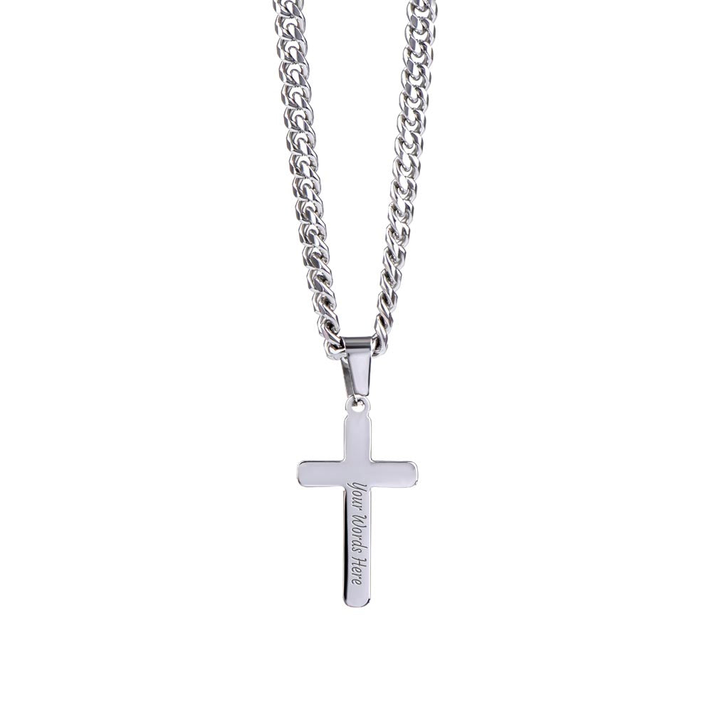 Personalizable - Made to Worship - Psalm 95:1 - Mens Cross Necklace