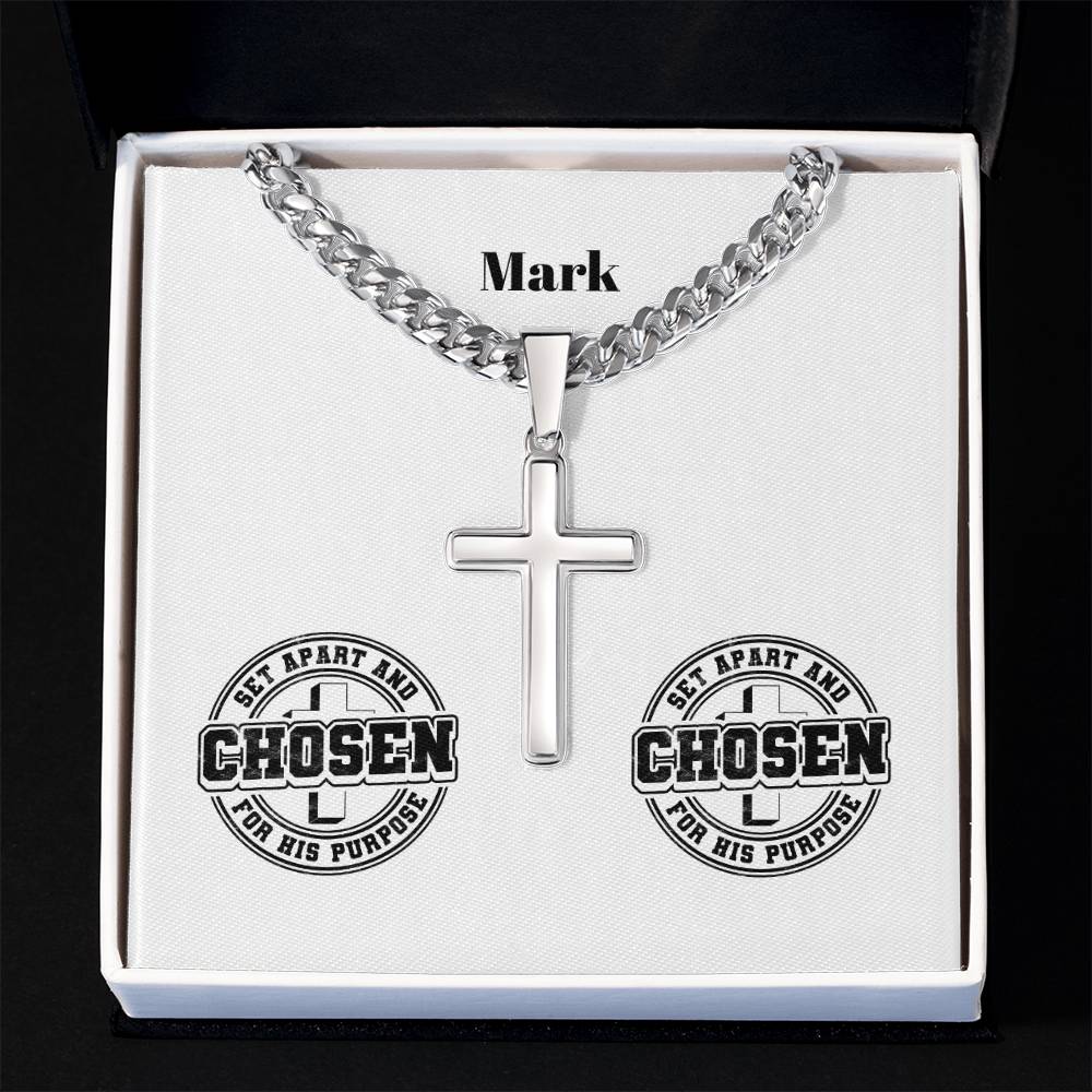 Personalizable - Set Apart & Chosen - Mens Cross Necklace