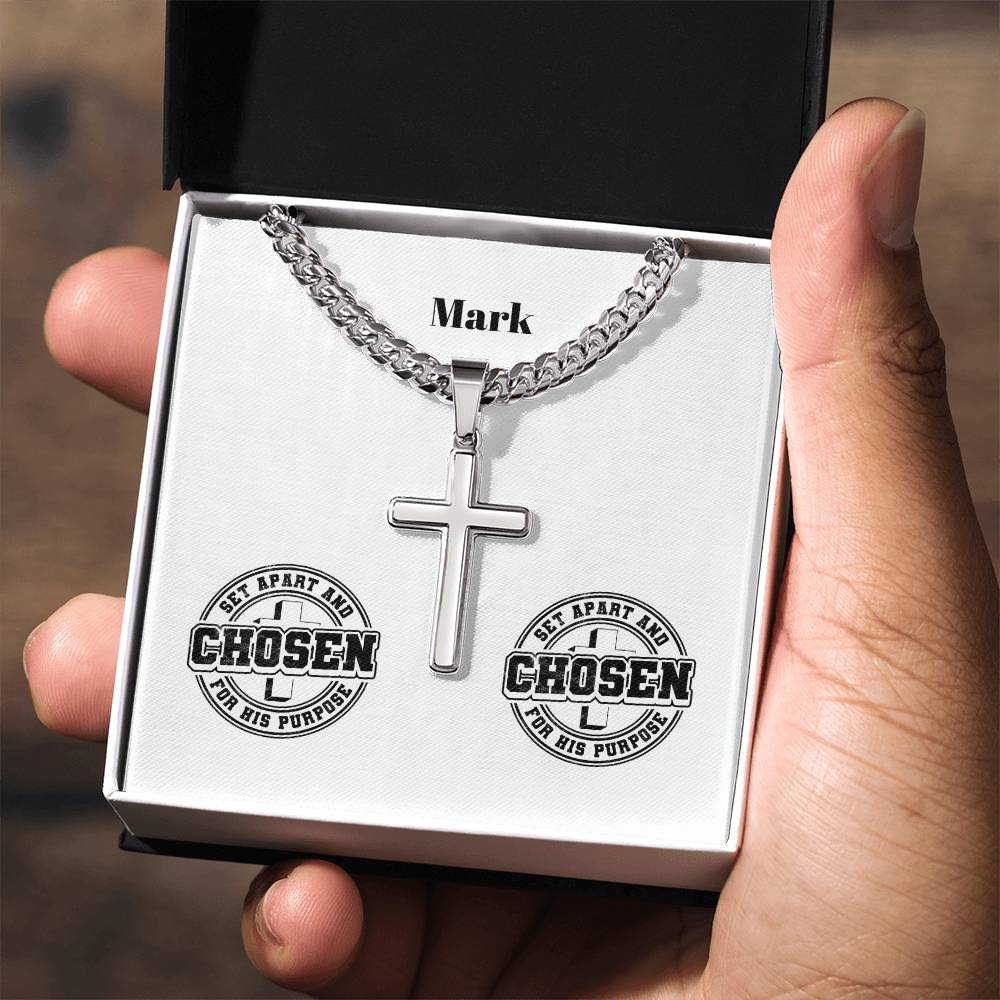 Personalizable - Set Apart & Chosen - Mens Cross Necklace