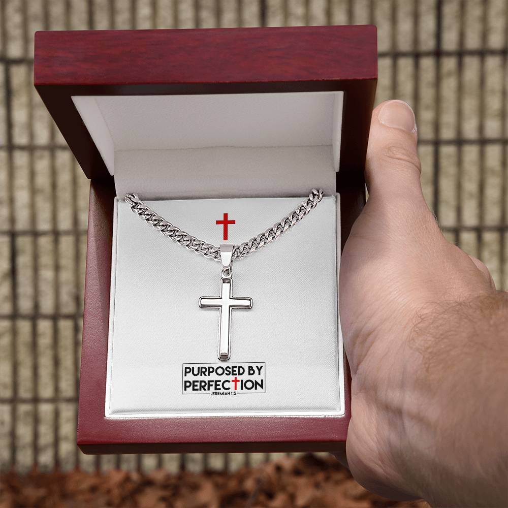 Purposed by Perfection - Jer 1:5 - Mens Cross Necklace