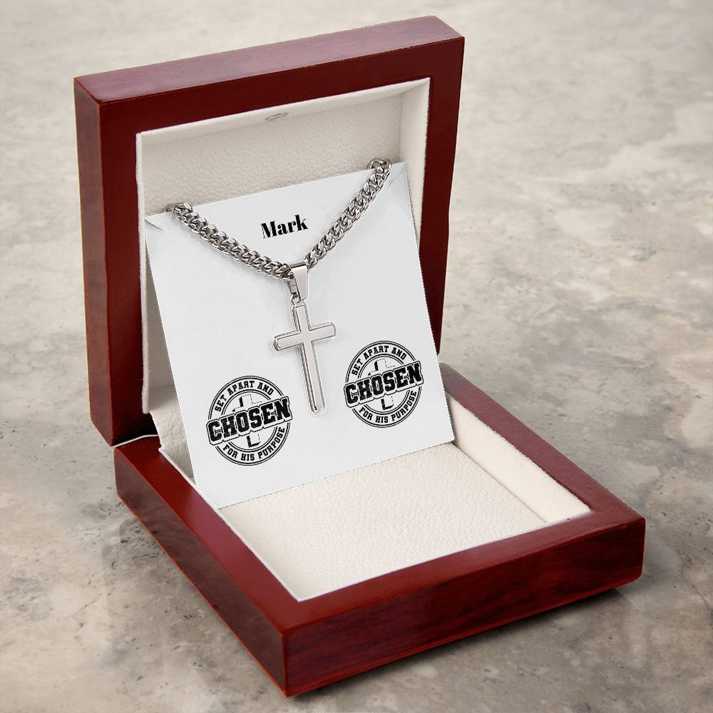 Personalizable - Set Apart & Chosen - Mens Cross Necklace