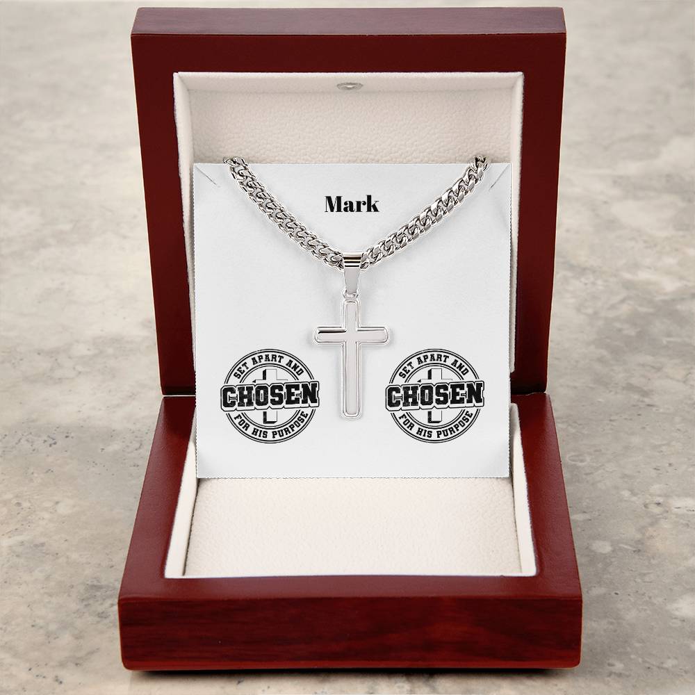 Personalizable - Set Apart & Chosen - Mens Cross Necklace